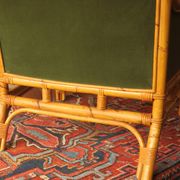 Mid-century wingback chair in bamboo and olive green, 1960s