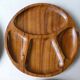 Lot of 4 plates or teak serving dishes, 70-80s