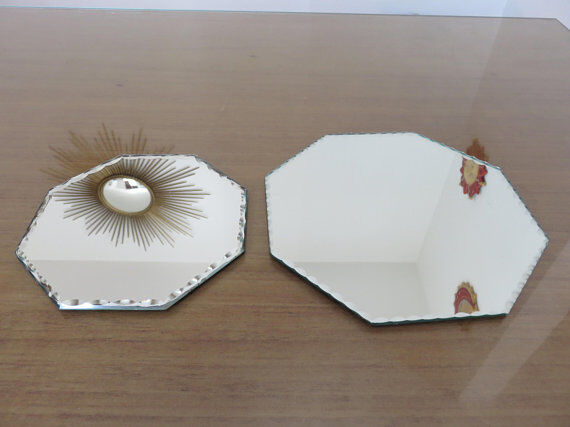 Set of 2 bevelled octagonal mirrors 50/60s