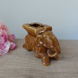 Antique brown ceramic elephant ashtray