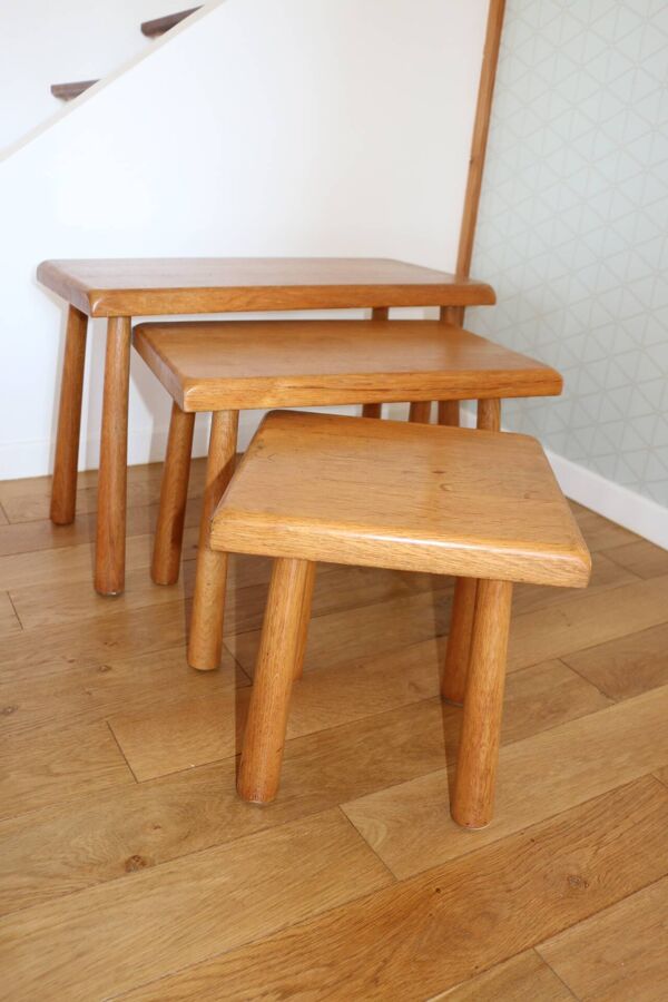3 tables gigogne hêtre clair Meubelfabriek Oisterwijk