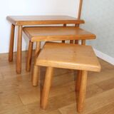 3 light beech nesting tables Meubelfabriek Oisterwijk