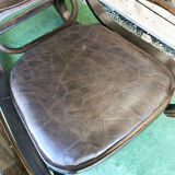 Rocking Chair in wood and leather, twentieth century