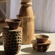 Table d'appoint ou tabouret circulaire en suar H51 D35