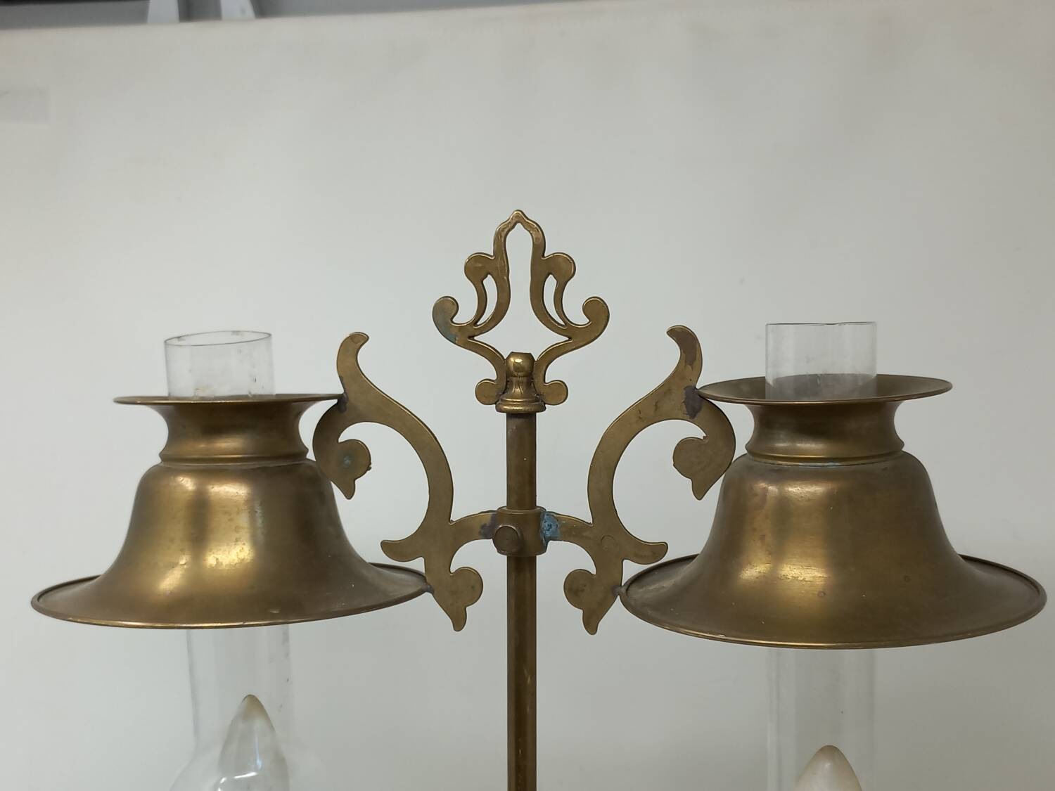 Vintage floor lamp made in Germany from oak and brass wood b