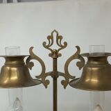 Vintage floor lamp made in Germany from oak and brass wood b