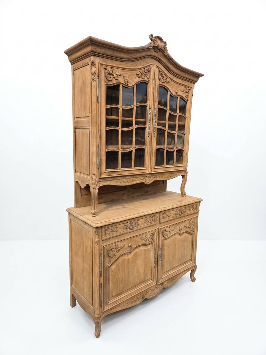 Buffet deux corps style Louis XV en chêne du XIXè