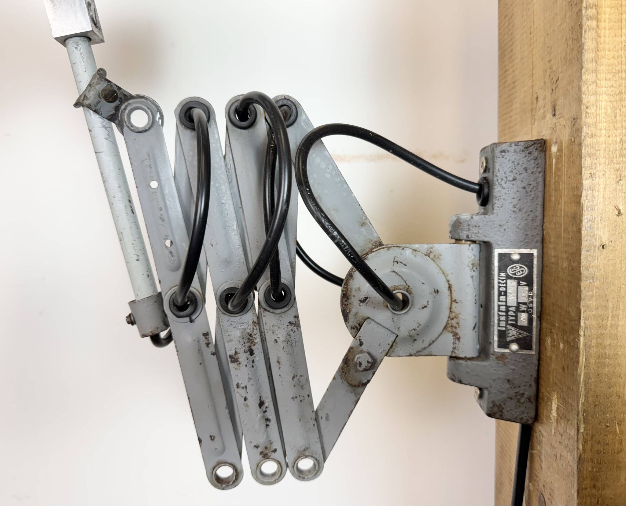 Industrial Grey Scissor Wall Lamp, 1960s