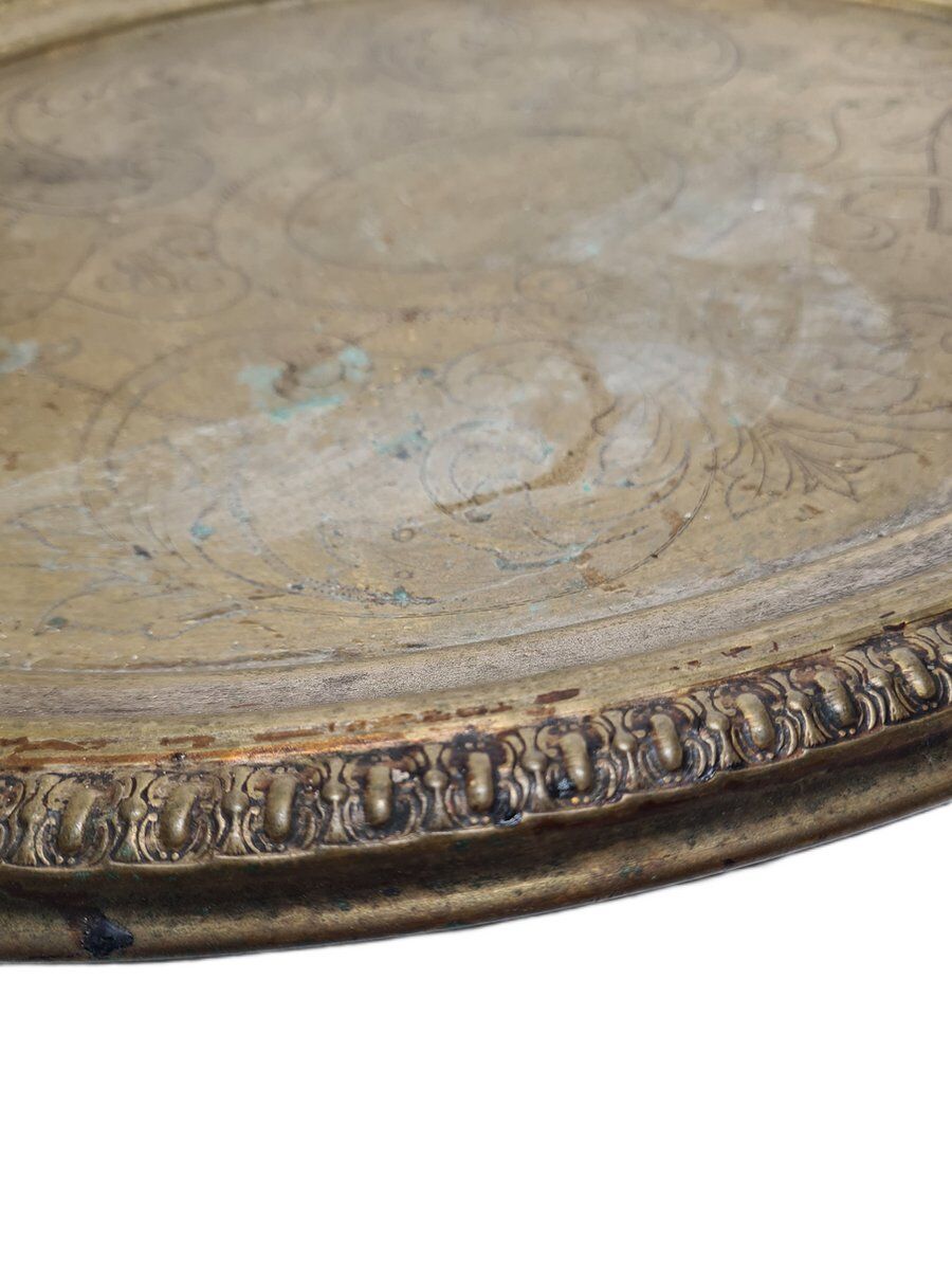 Antique Polish oval guilloché tray from Jarra, 1890s