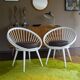 Pair of Scandinavian Design Chairs, 60s, Leather Wood