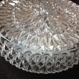 Round diamond-tipped glass ceiling light / vintage 60s-70s