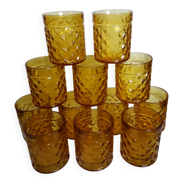 Verres Pernod décor ananas pointe de diamant