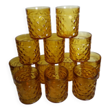 Pernod glasses with pineapple diamond tip decoration
