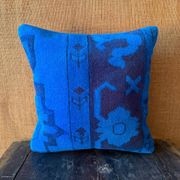 Coussin en laine turque vintage à médaillon, coussin de tapis noué à la main