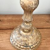 Ancien Bougeoir candelabre en laiton massif doré – 30 cm