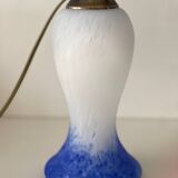 Lampe champignon vintage en pâte de verre – Bleu et blanc – Double éclairag