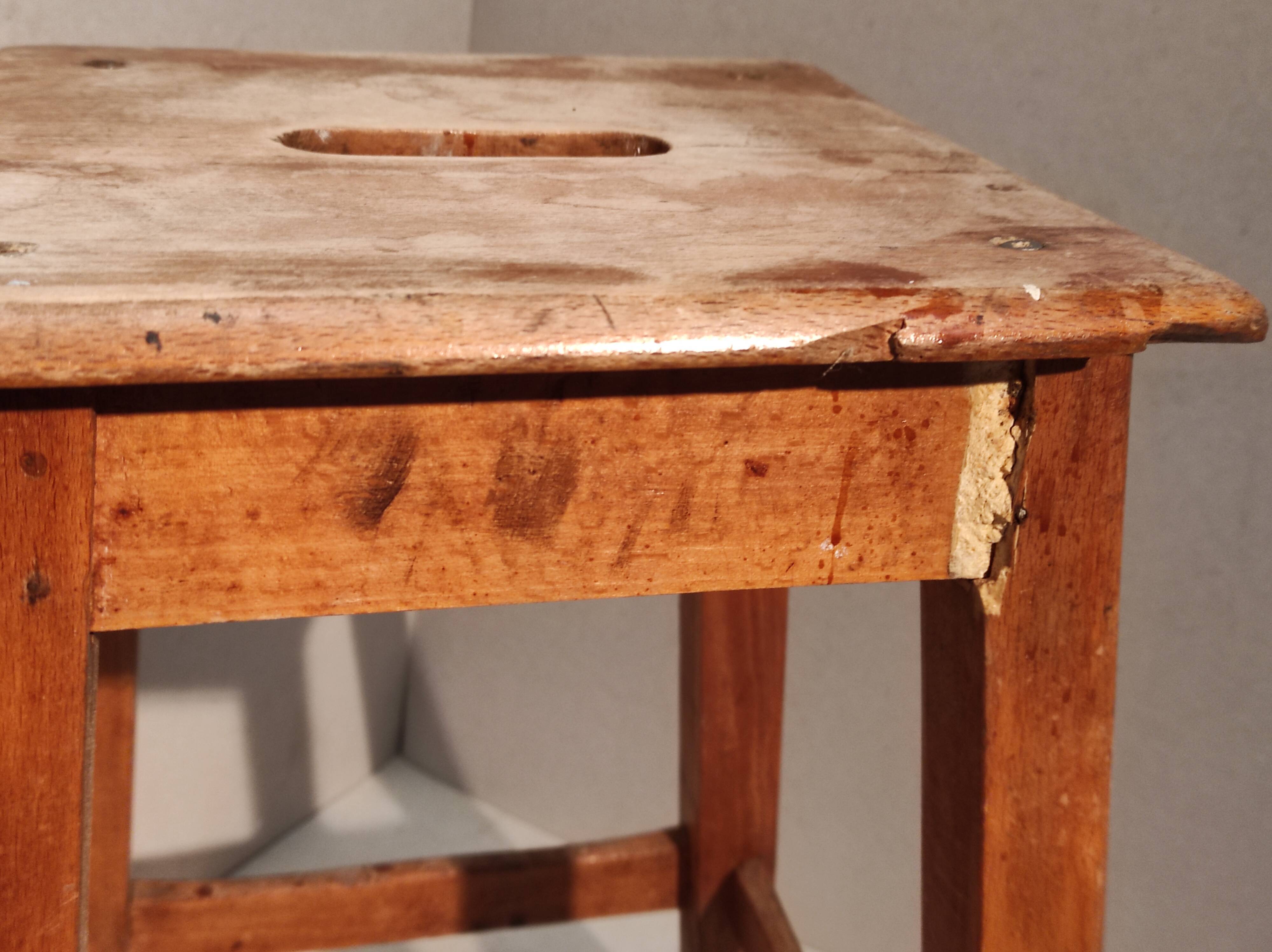 Former vintage Manufrance wooden workshop stool