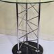 Side table "Eiffel" in glass and chrome steel with a marble base, 80s