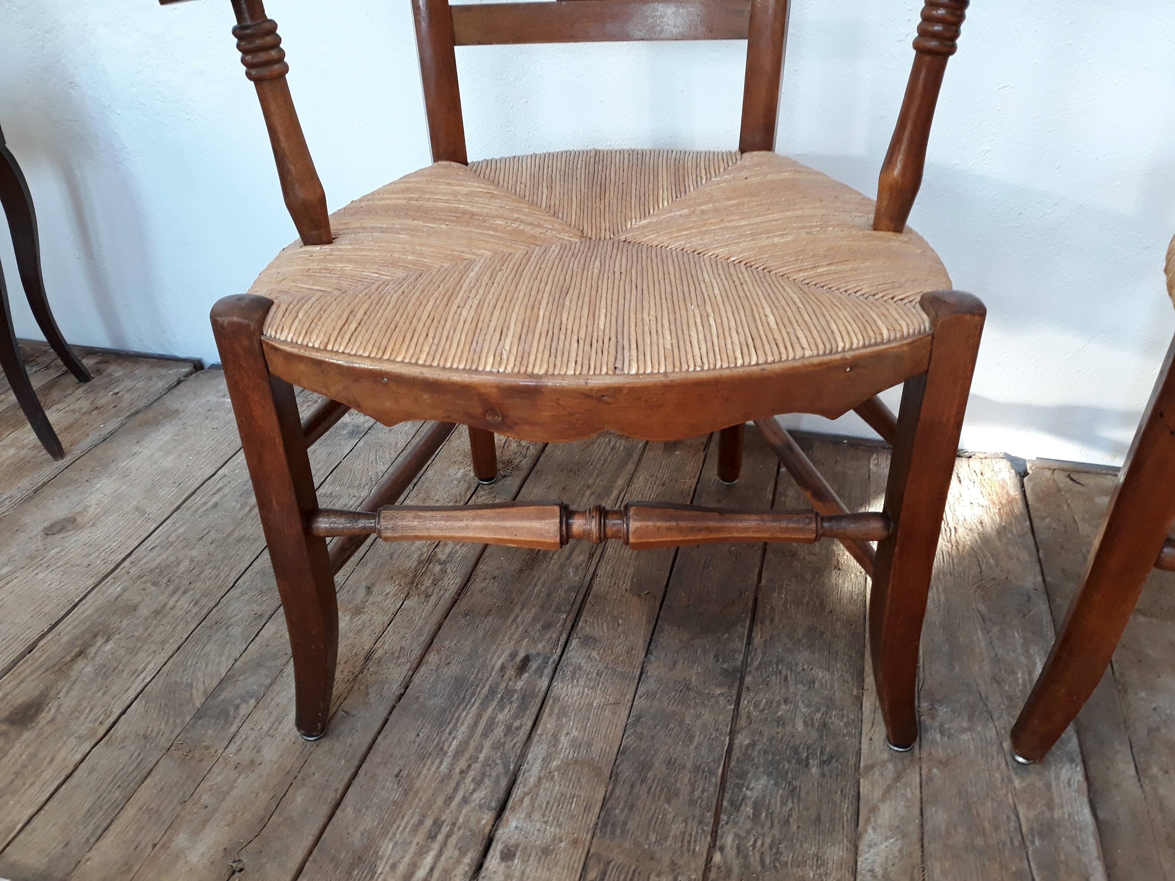 Pair of armchairs paillé and wood style Directoire