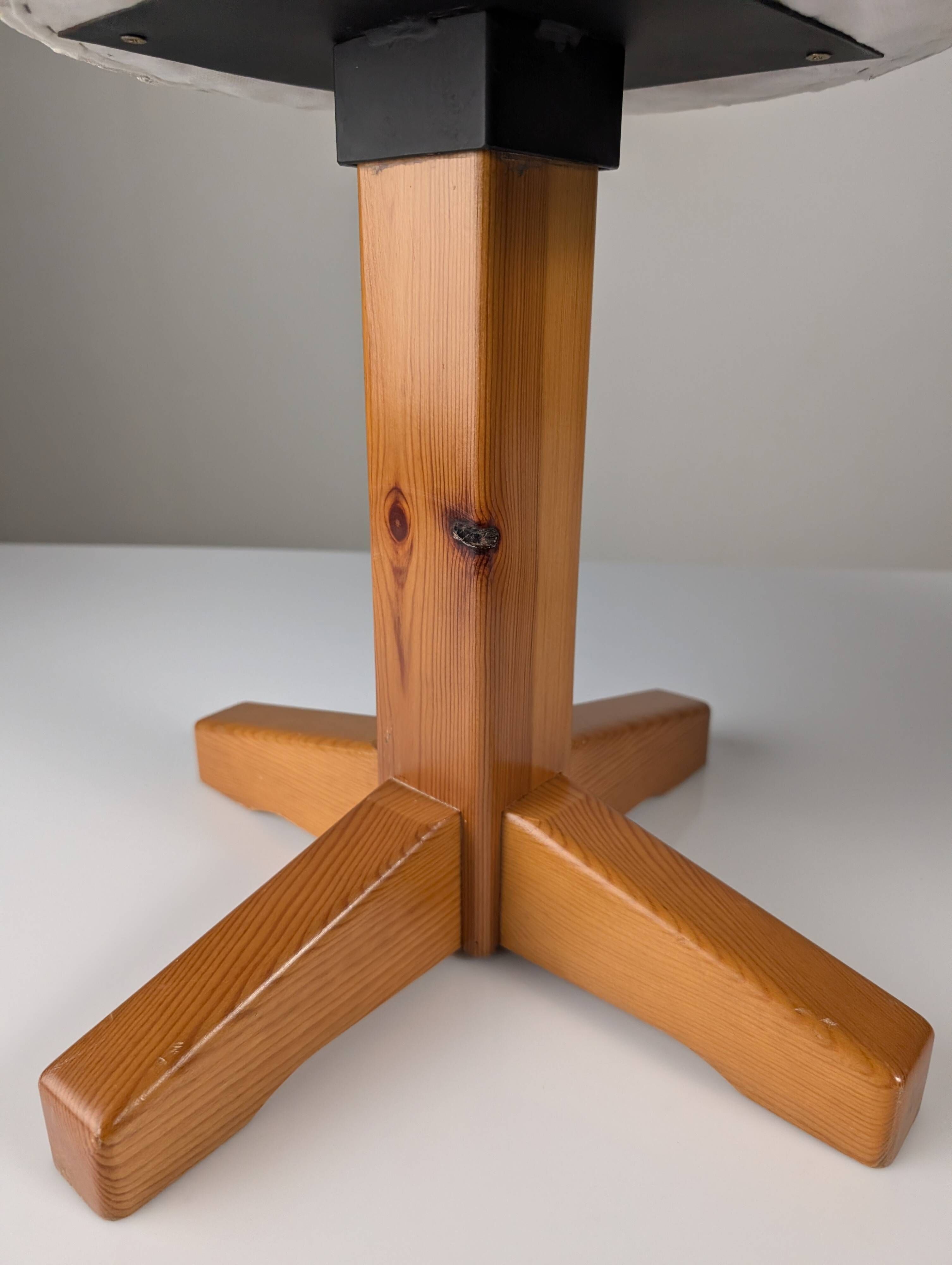 Pair of Scandinavian pine and fabric stools, 1980s