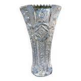 Large engraved and cut crystal vase