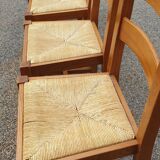 4 solid oak straw chairs