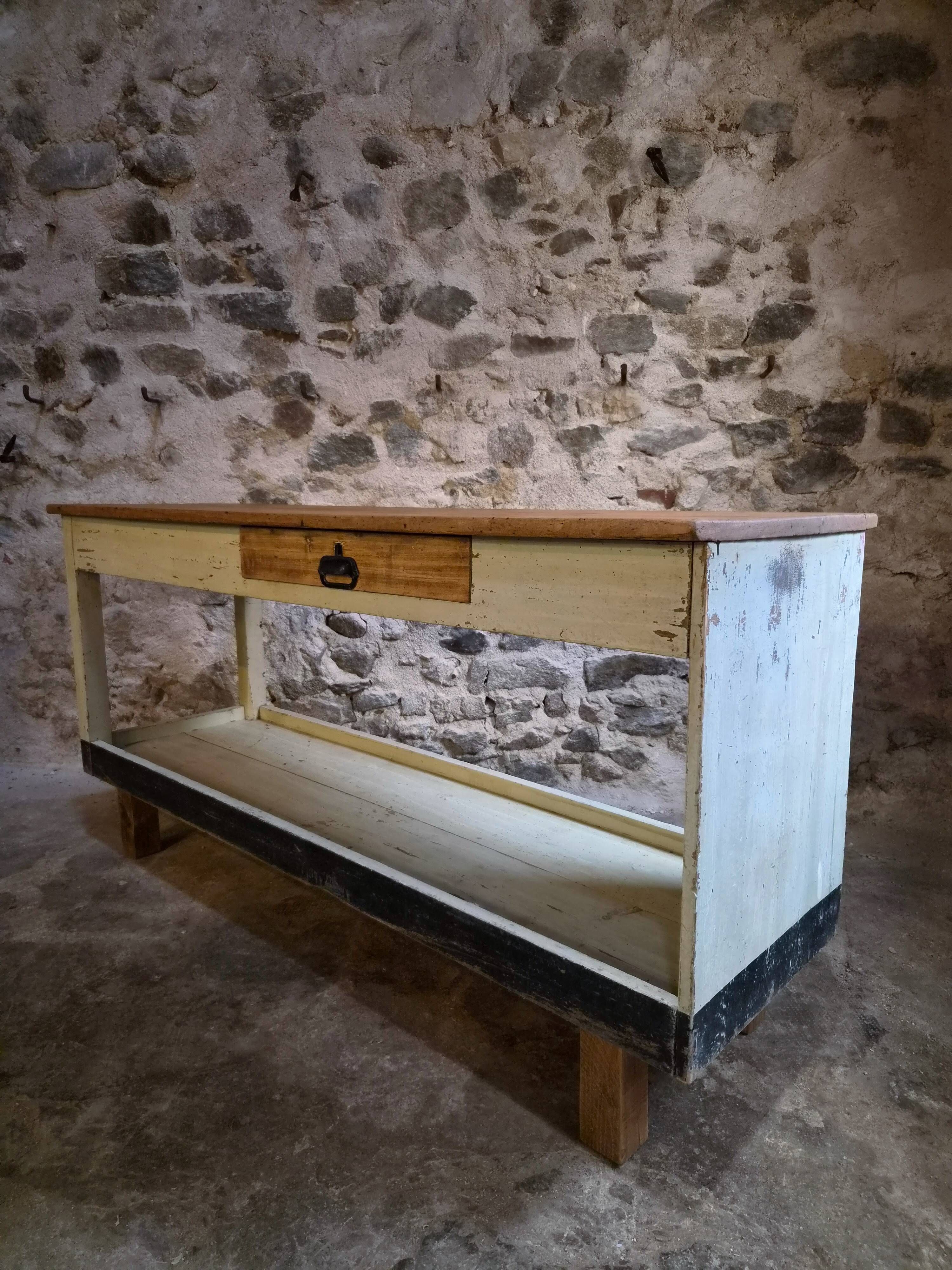 Table de drapier vintage / Îlot de cuisine – Années 1930