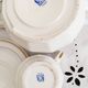 Set of 3 white and gold bistro coffee cups and coffee pot, in porcelain