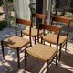 Set of 4 vintage teak chairs with weaving, Scandinavian, Mid-Century.