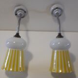 Duo of swan collar wall lamps