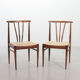 Rosewood Spindle Back Scandinavian Dining Chairs with Offwhite Upholstery