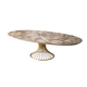Extendable oval table in ceramic with marble effect and golden central base – Sty