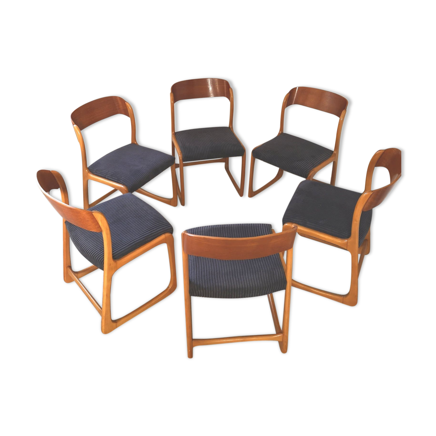 Set of 6 Baumann Sleigh chairs