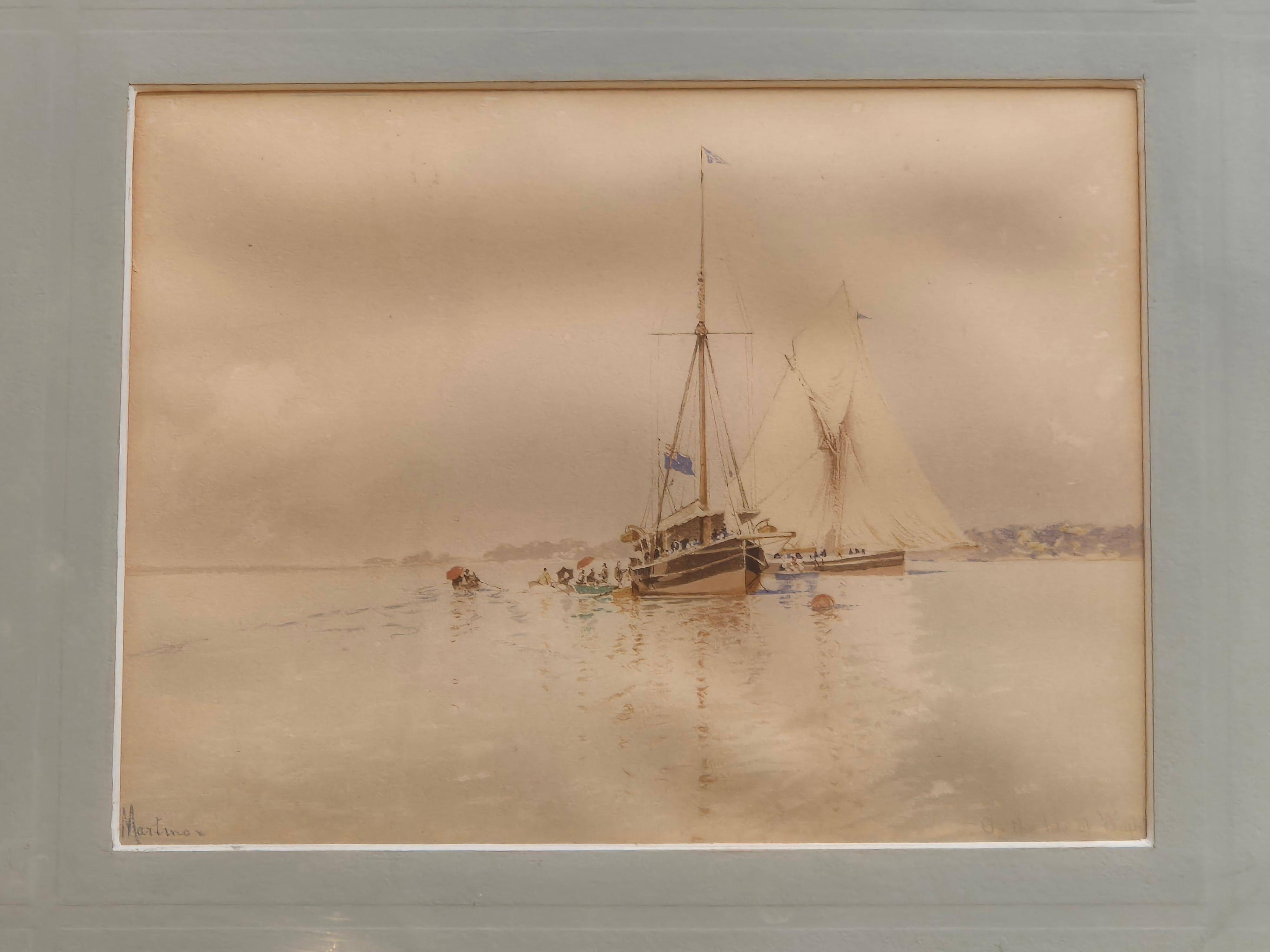 Edoardo De Martino (Italy 1838-1912), Off the Isle of Wight, watercolour, 1863