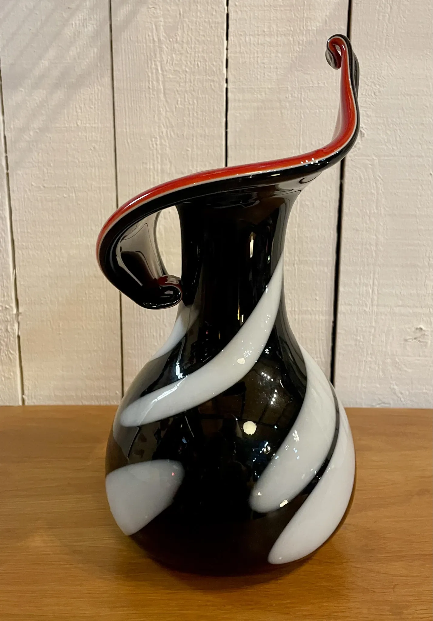 Italian "zebra" glass vase
