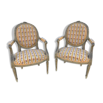 Pair of Louis XVI-style convertible armchairs