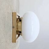 Set of 3 vintage wall lights – brass and opal glass (70s design)