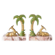Pair of Art Deco Bookends in Pink Breccia Marble with Antelope and Palm Tree