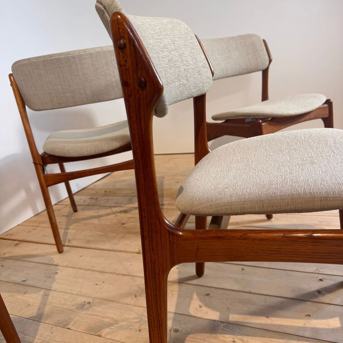 Set of 4 chairs by Kai Kristiansen in teak, 1960s.