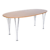 Vintage dining table Super-Ellipse by Piet Hein, Bruno Mathsson and Arne Jacobsen for Fritz Hansen, birch from Karelia.