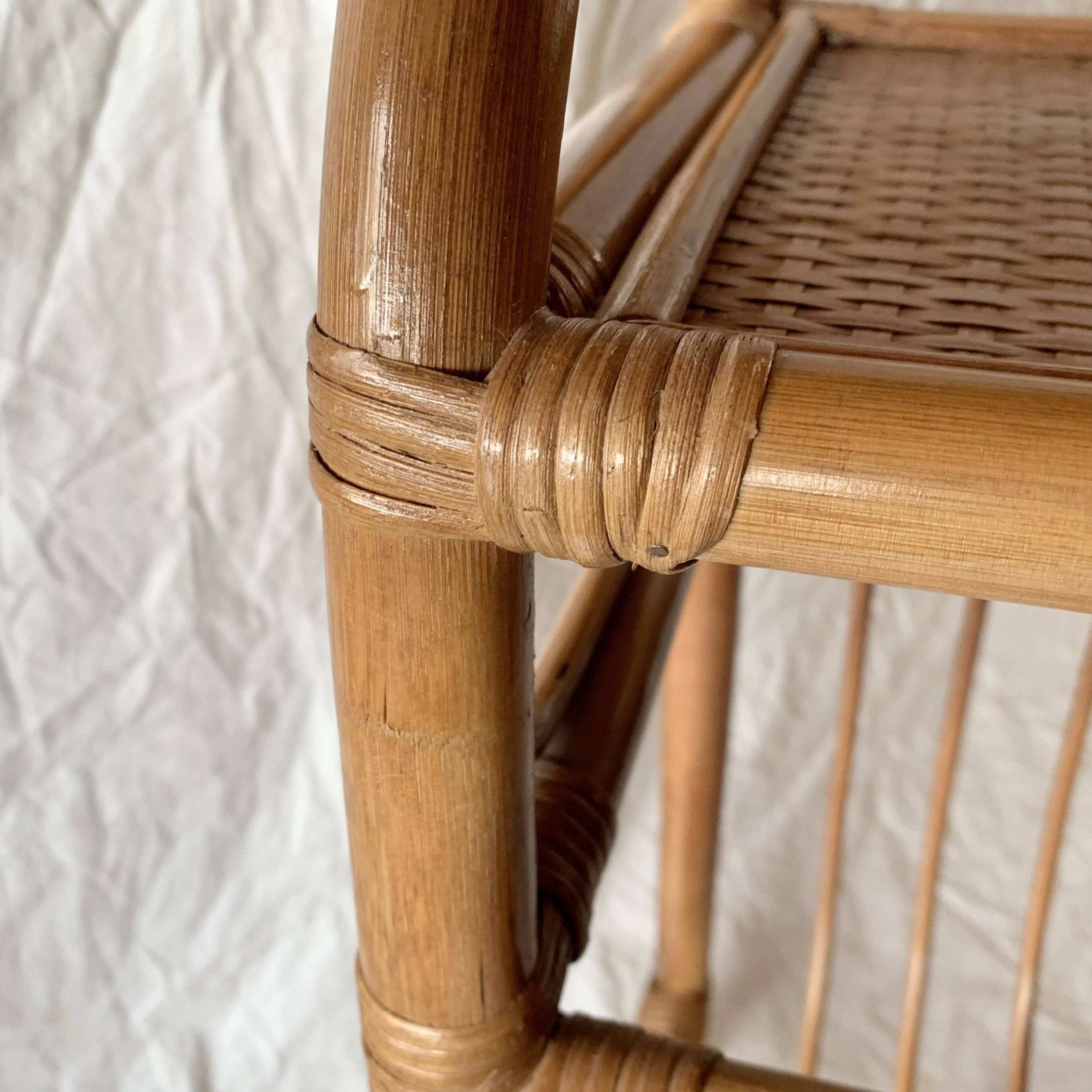 Vintage rattan and bamboo magazine rack