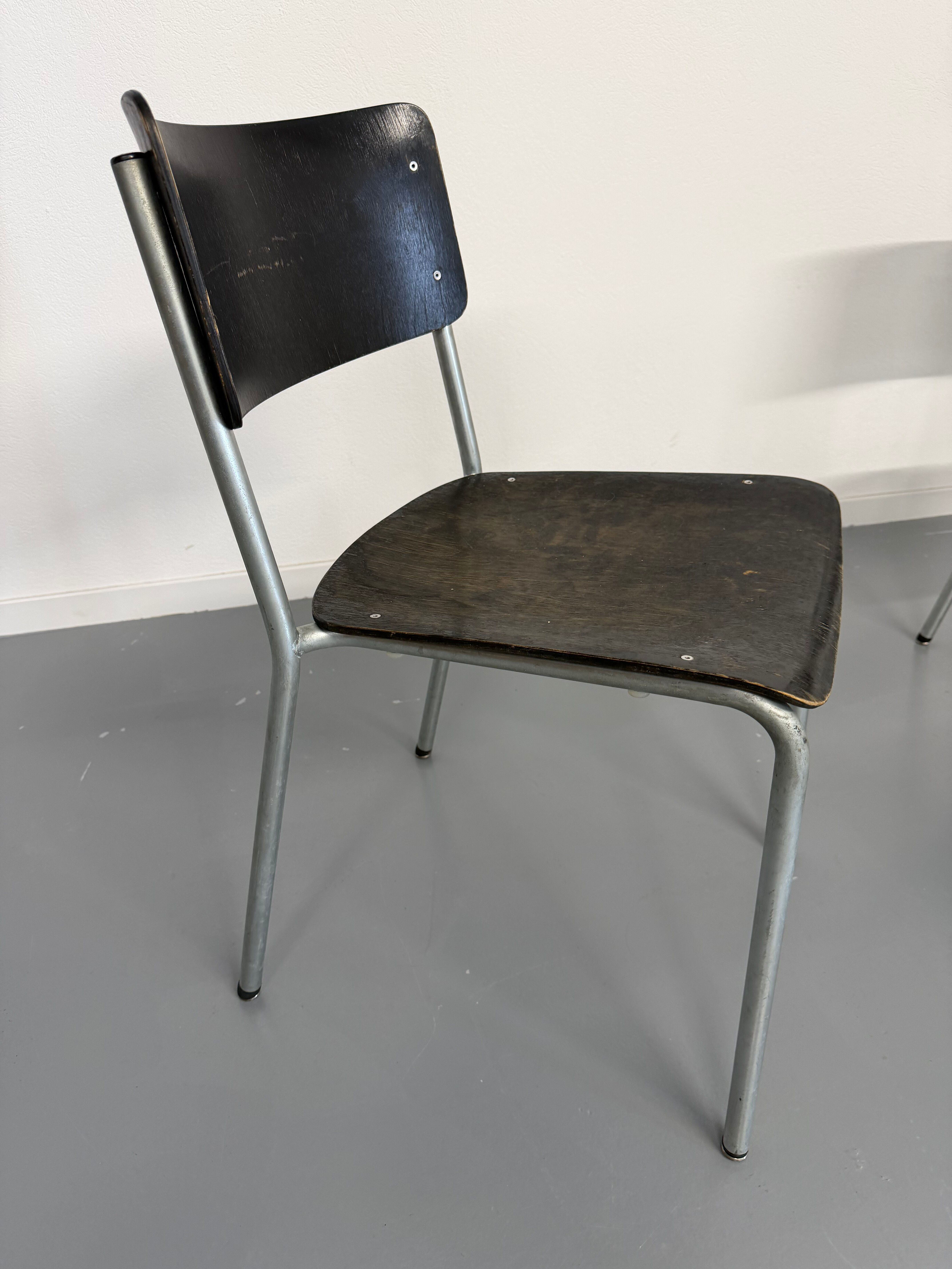 Set of 6 stackable chairs designed by Gustav Hassenpflug, Bauhaus, 1940s.