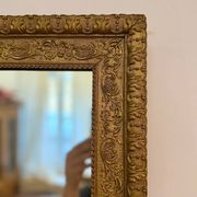 Period Mirror with Wooden and Gilded Stucco Frame – 19th Century Patina