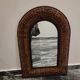 Antique vintage Italian wicker and iron woven mirror