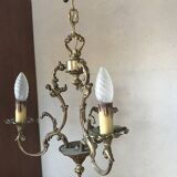 Ensemble de 2 lustres anciens en laiton massif