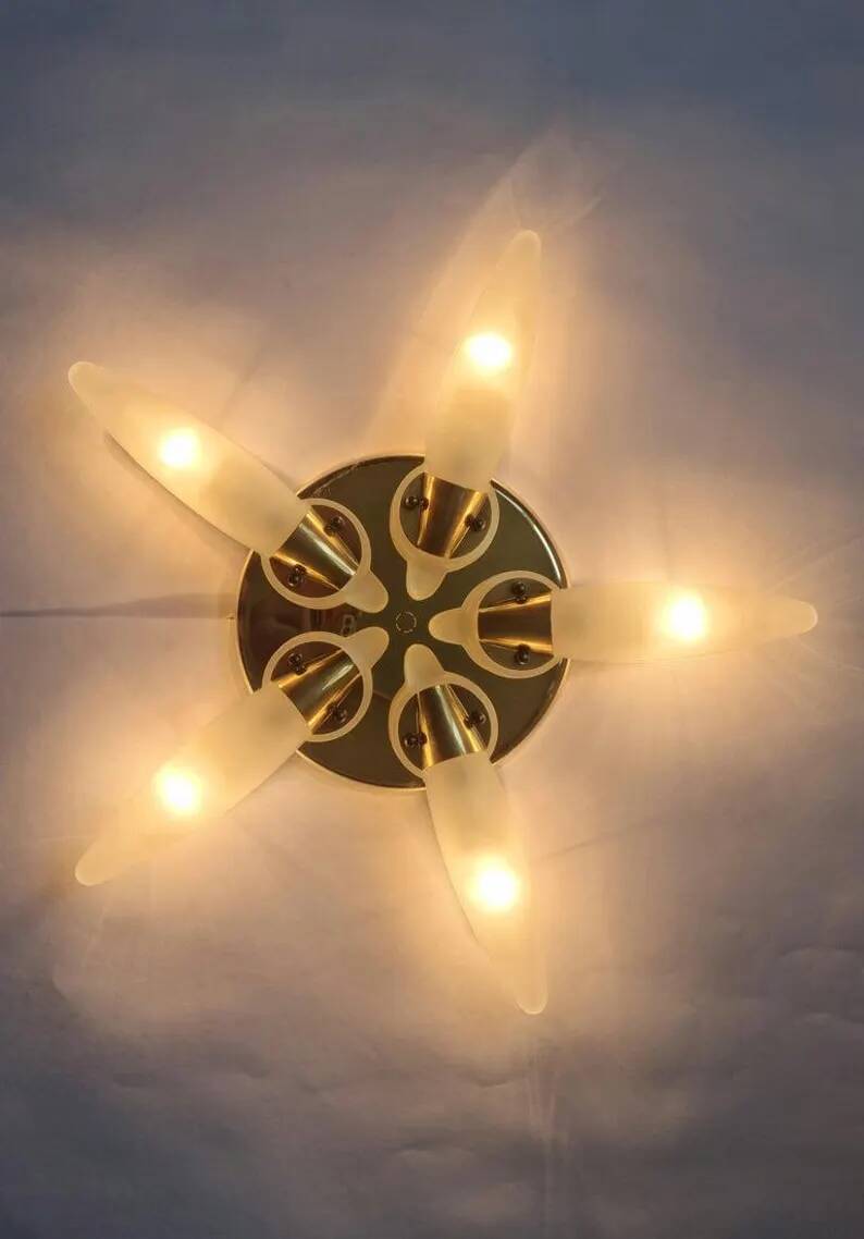 Midcentury Rare Wall or Ceiling Lamp Eglo, Flushmount, Sputnik, Austria, 1980s