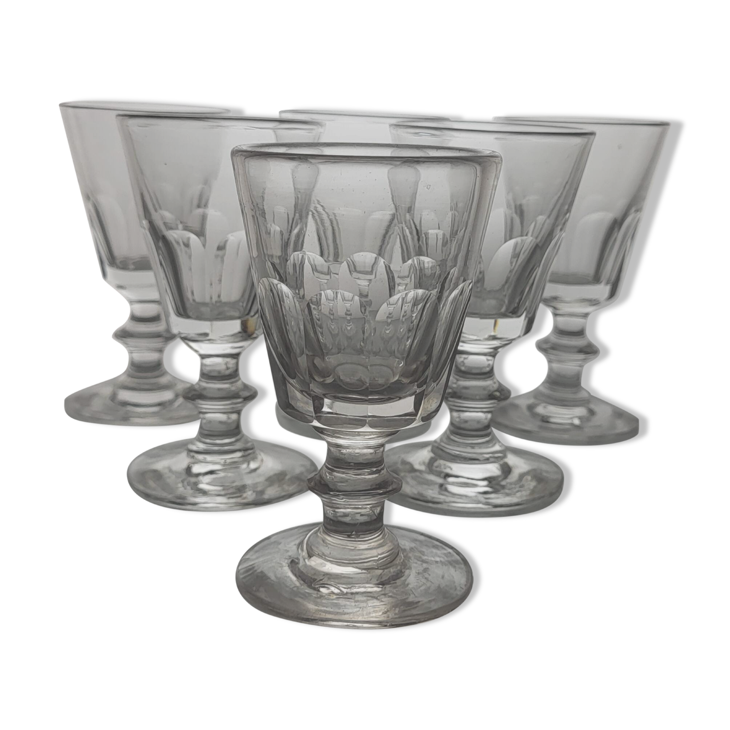 6 Baccarat style wine glasses, Caton model / 19th century