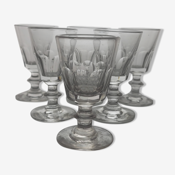 6 Baccarat style wine glasses, Caton model / 19th century