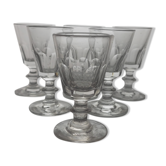 6 verres à vin style Baccarat modèle Caton / XIXème