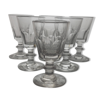 6 Baccarat style wine glasses, Caton model / 19th century